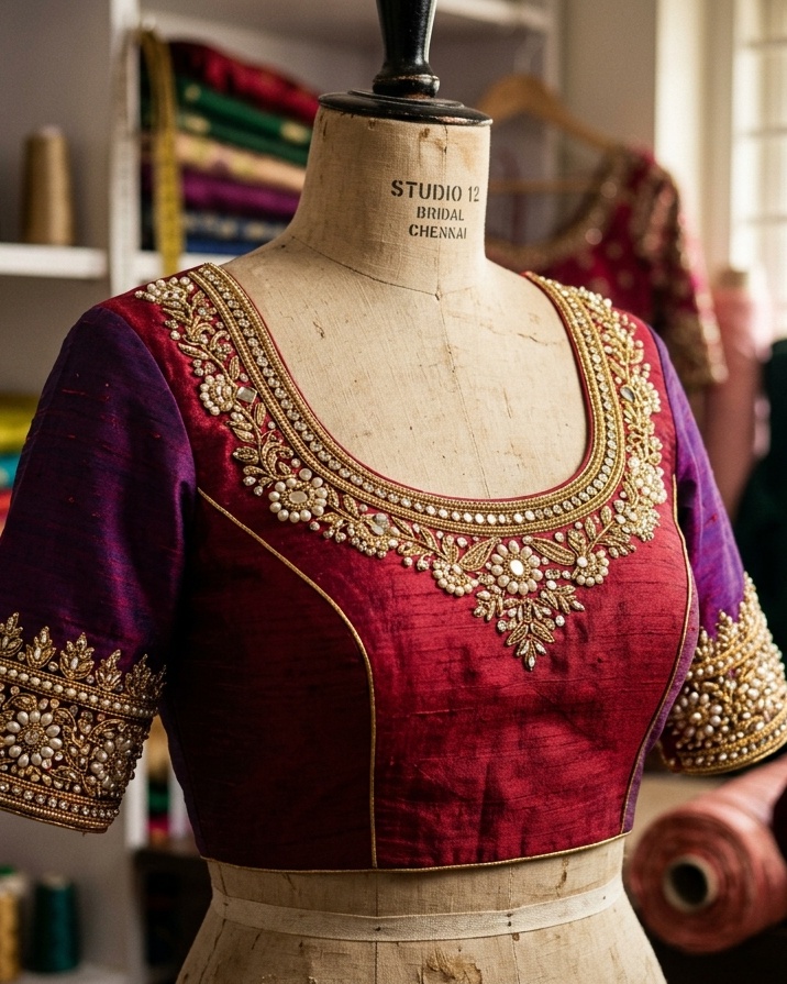 Zari-Embroidered Maggam Blouse